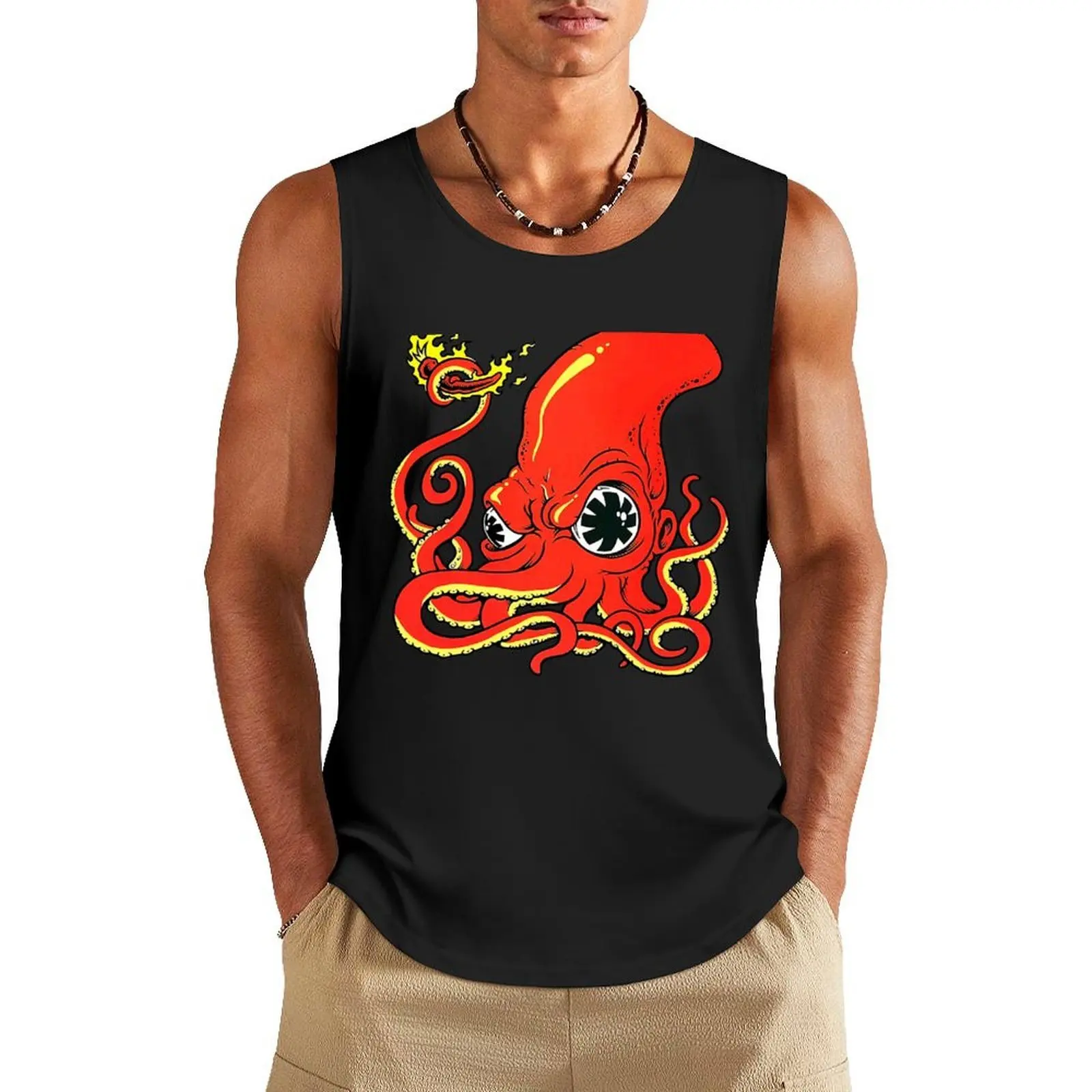 

Red Hot Octopus Tank Top clothes for men summer Sleeveless men sleeveless Men's t-shirts T-shirts men