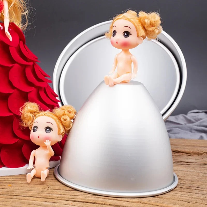 Aluminum Doll Cake Mold Dolly Varden Pan Doll Dress Cake Tin 4/6/7/8inch cake container Christmas strawberry tower peaches mold