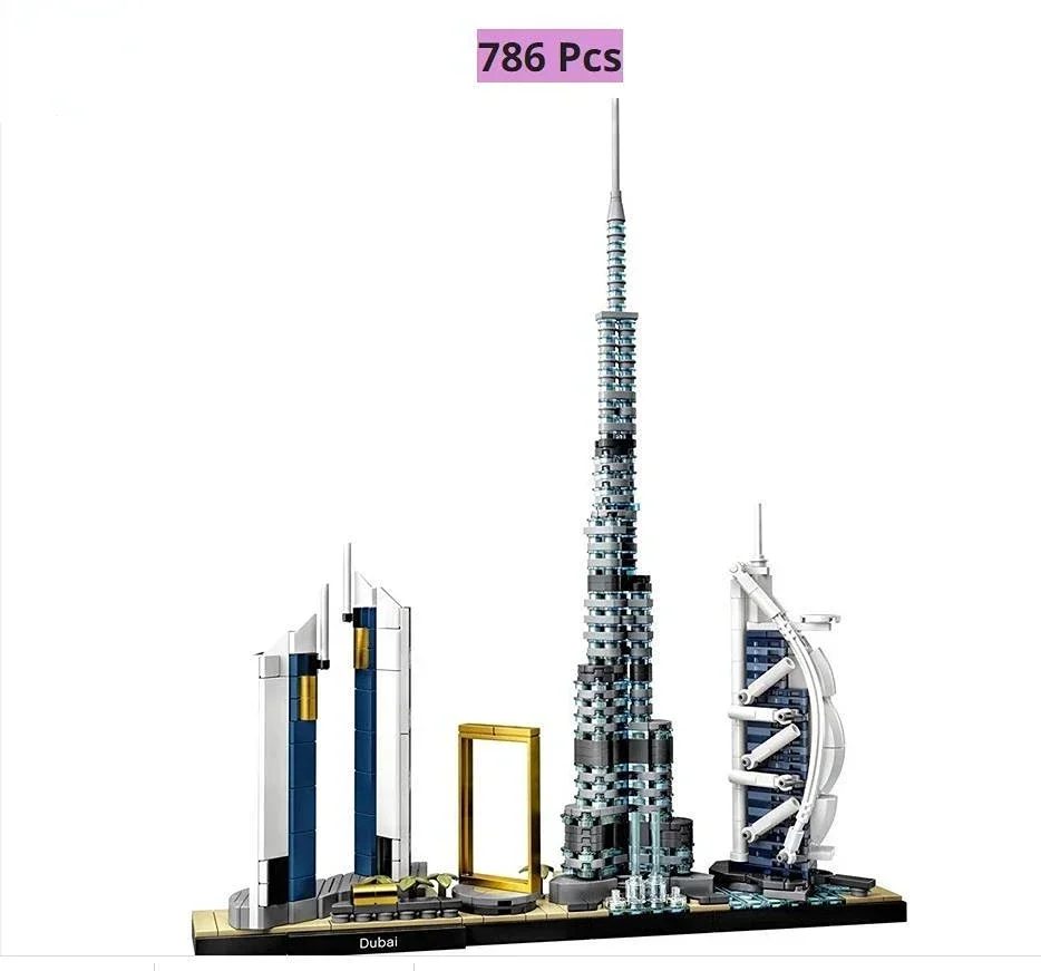 สต็อกในเมืองสตรีทสเคปสถาปัตยกรรมดูไบ21052ลอนดอนซิดนีย์เซี่ยงไฮ้ชุดตัวต่อบล็อกตัวต่อสำหรับเด็กของขวัญของเล่นสำหรับเด็ก