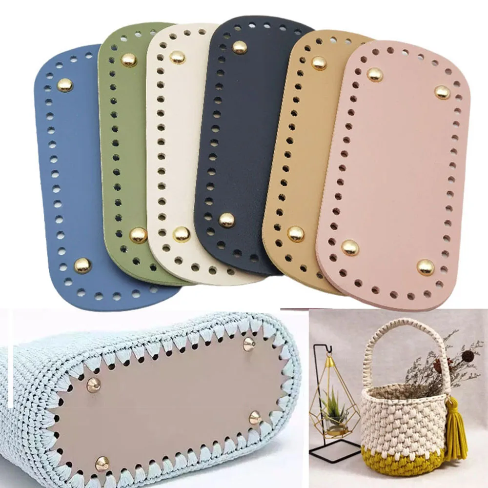 18*8cm Long Bottom for Knitted Bag PU leather Bag Base Handmade Bottom With Holes DIY Crochet Bag Bottom Accessories 2023