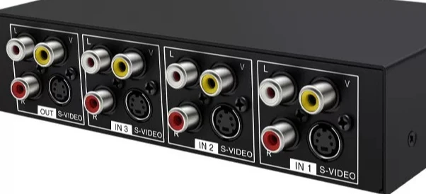 VSSW41 4 In 1 Out S-Video AV Switch Box 4 Input 1 Output Analog Video Selector With 3.5mm Audio Port For Game Console DVD Camera