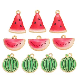 10Pcs Lovely Watermelon Fruit Cherry Peach Enamel Alloy Pendant Charm for DIY Necklace Bracelet Jewelry Making Findings Supplies