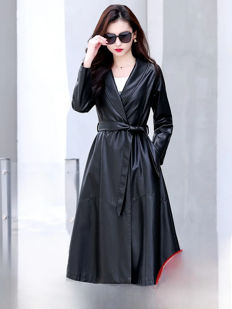 

Женская кожаная куртка средней длины Ele, осень-зима 2024, новая модель, приталенный крой, из овчины, для повседневной носки