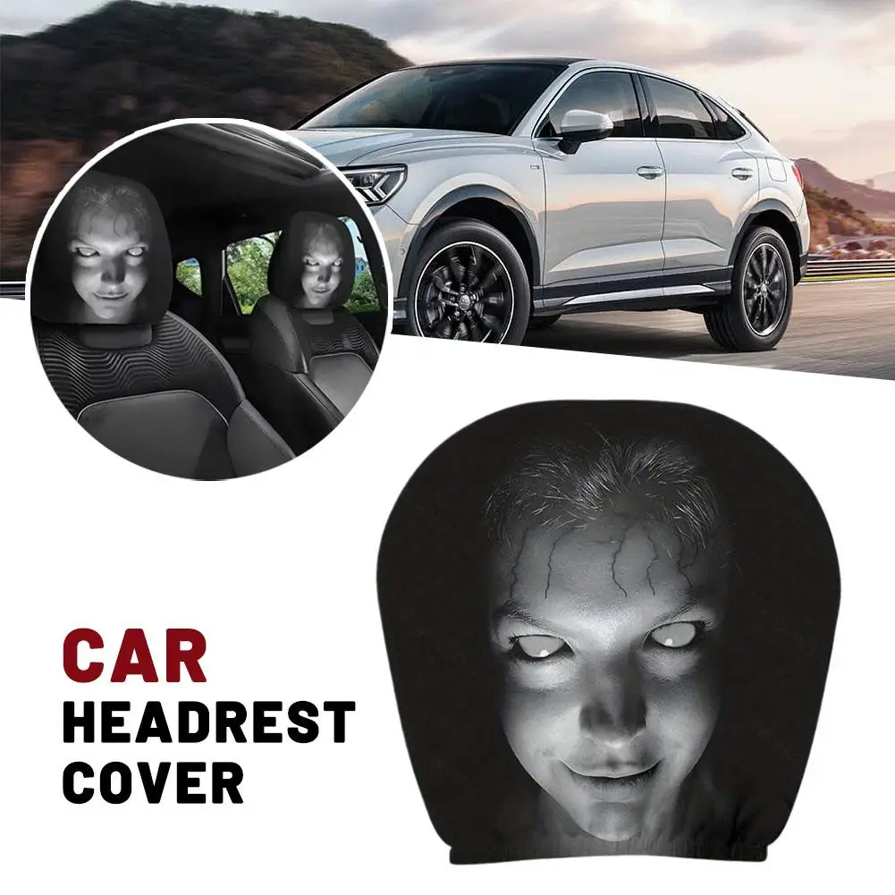 2 Stücke Universal Autositzbezug Horror Design Auto Kopfstützenbezüge Atmungsaktive Elastische Auto Kopfstützenbezug für Limousine, LKW, SUV – Detail 3