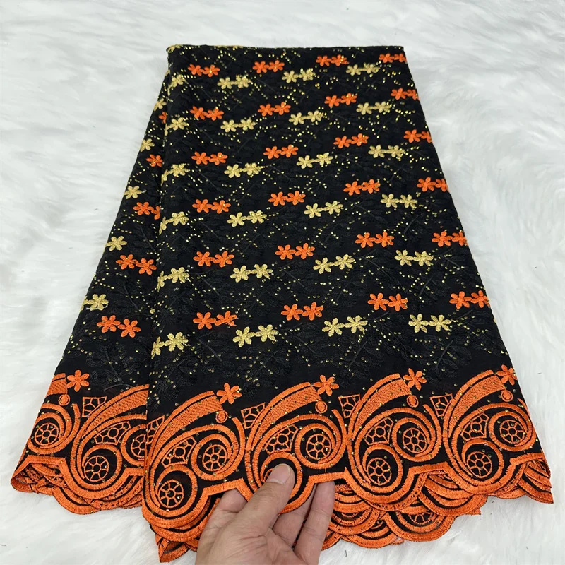 5 yard tessuto di pizzo svizzero ricamo di pizzo secco di alta qualità africano 100% tessuti di cotone pizzo svizzero voile stile Dubai 18 l0142602