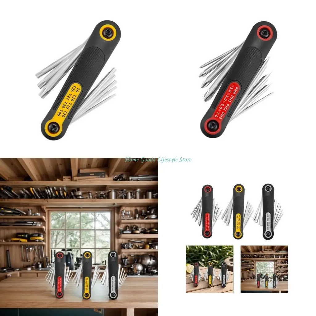 

E74E Useful 8 Size Foldable Star Hexagon Wrench Set For Bicycles Motorcycles Repair