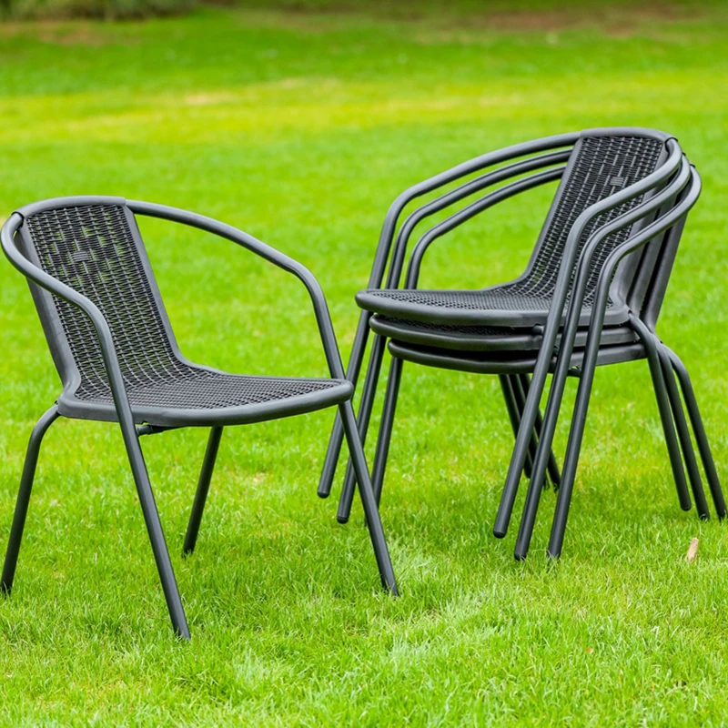 High Back Comfortable Garden Chairs Modern Industerial Decoration Park Garden Chairs Black Handle Mueble Jardin Patio Furniture