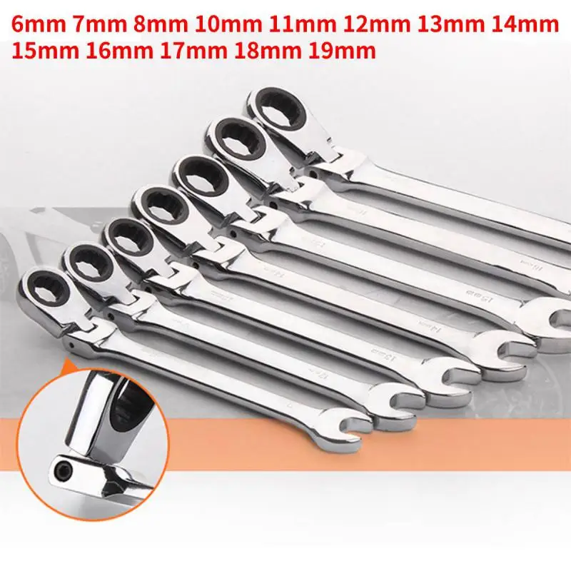 6mm 7mm 8mm 9mm 10mm 11mm 12mm 13mm 14mm 15mm 16mm 17mm 18mm 19mm Reversible Ratchet Wrench Ratcheting Socket Spanner Nut Tools