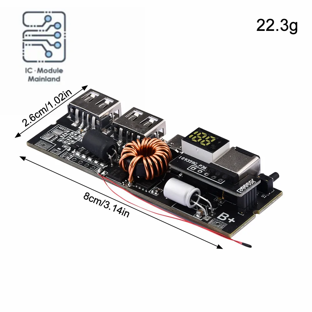 Quick Charge 65W 100W QC4.0 QC3.0 LED 6-Port 21700 Dual USB PD Micro/Type-C USB Mobile Power 18650 Charging Module Circuit Boar