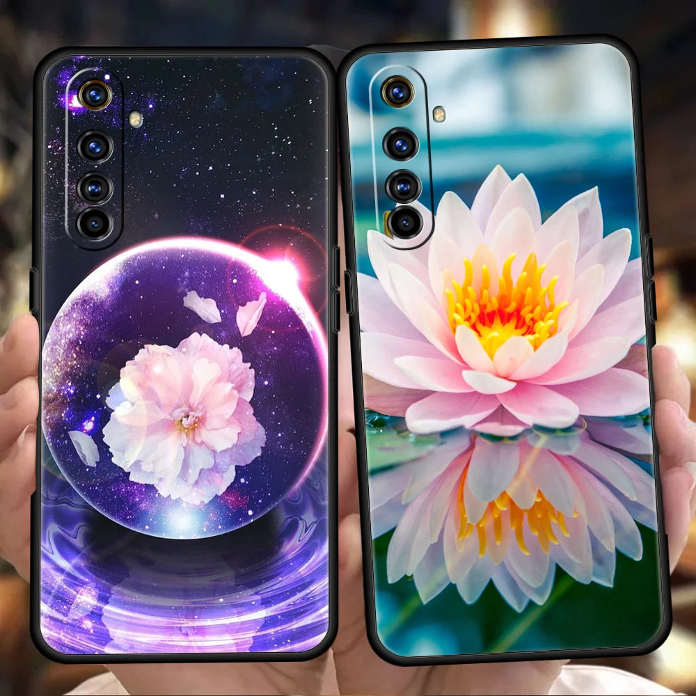 Lotus Blue White Flowers Phone Case For Oppo A12 A15 A16 A74 A76 Find X5 Pro A54 A53 A52 A95 Reno 6 7 SE Z A9 2020 Pro 5G Cover