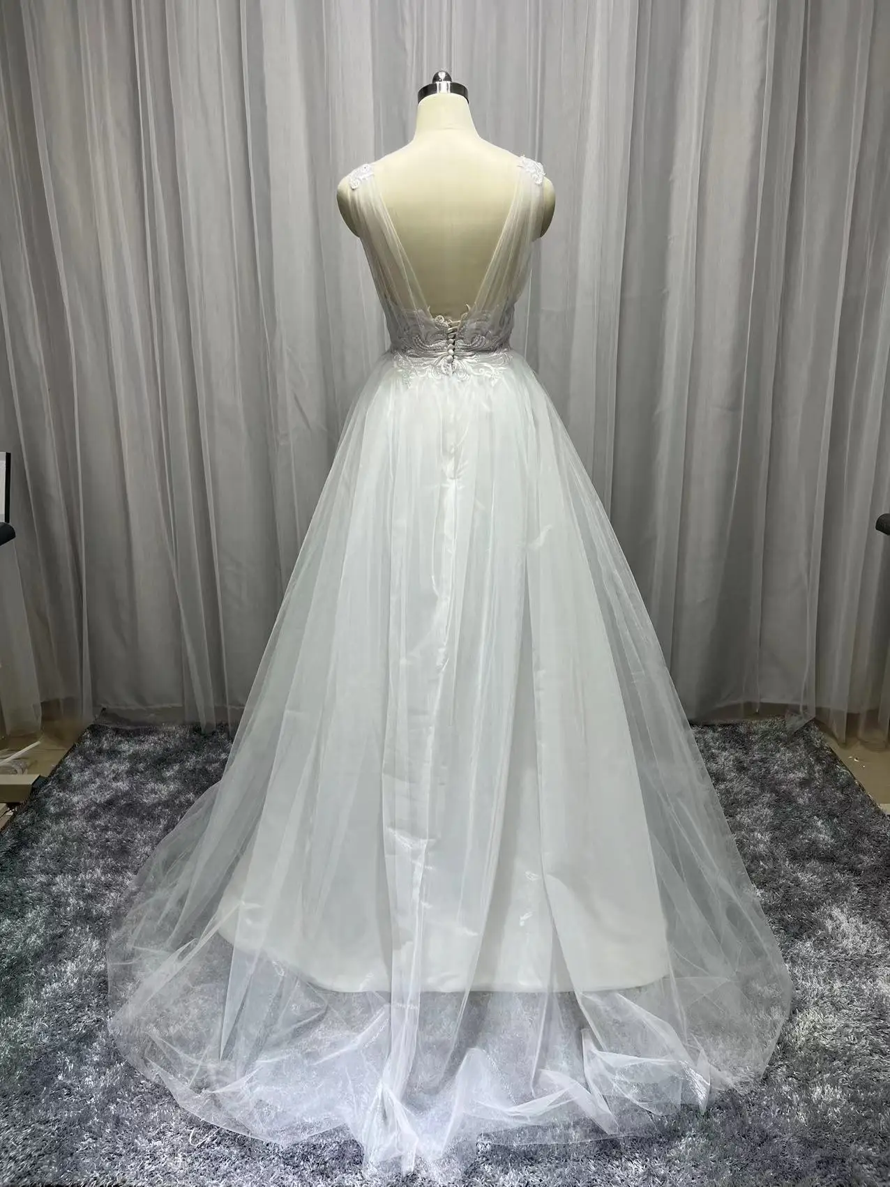 2022 mais tamanho longo boho praia a linha vestido de casamento sem costas v pescoço vestidos de noiva princesa foto real feito sob encomenda vestidos de casamento