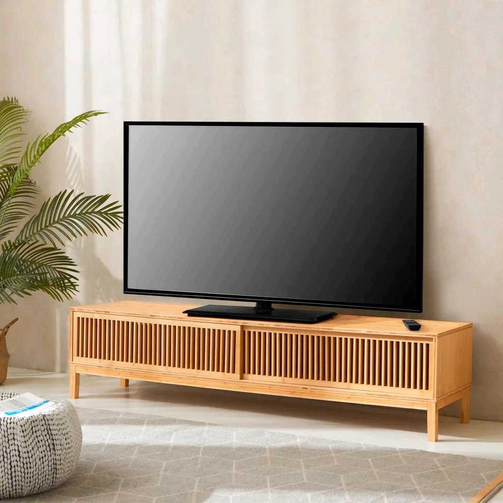 

！@Combohome Design Modern Luxury Wooden Bamboo TV Cabinet Stand Home Furniture for Living Room
