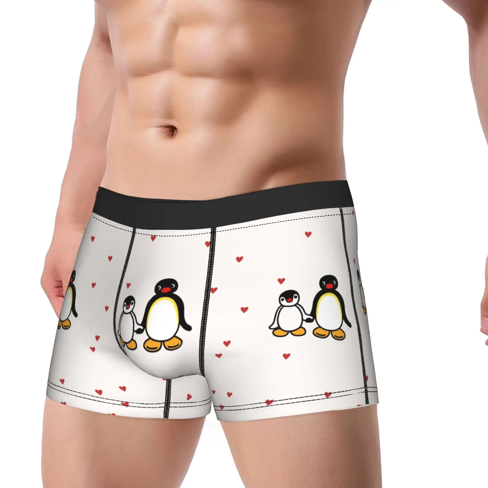 Men Penguin Anime Boxer Briefs Shorts Panties Soft Underwear Heart Male Humor S-XXL Underpants