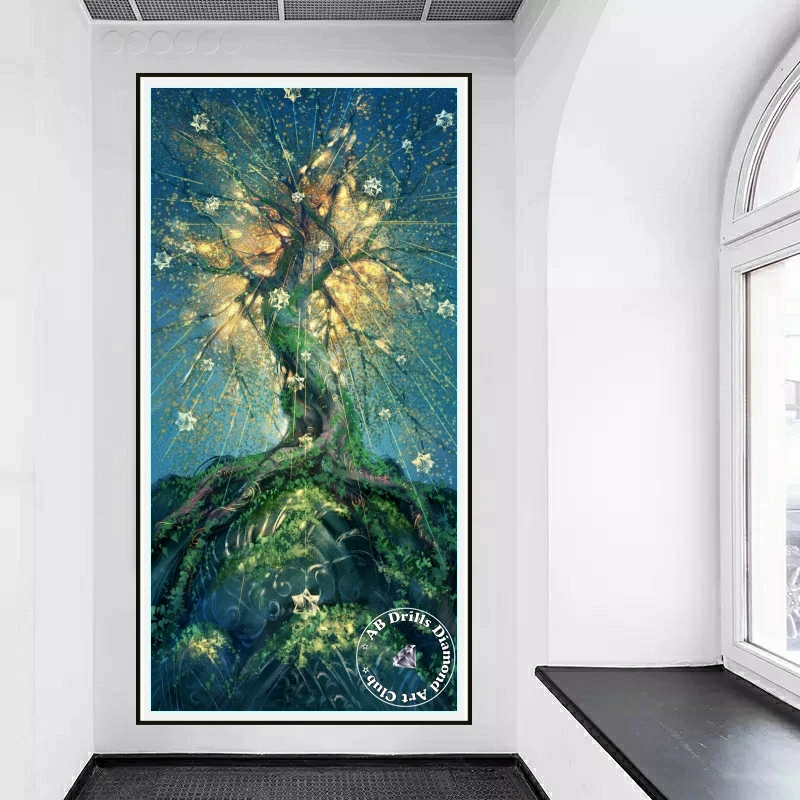 Wishing Tree AB Drill Diamond Painting Mosaic Cartoon Fantasy Landscape Pictures of Rhinestones Cross Stitch Children's Gifts