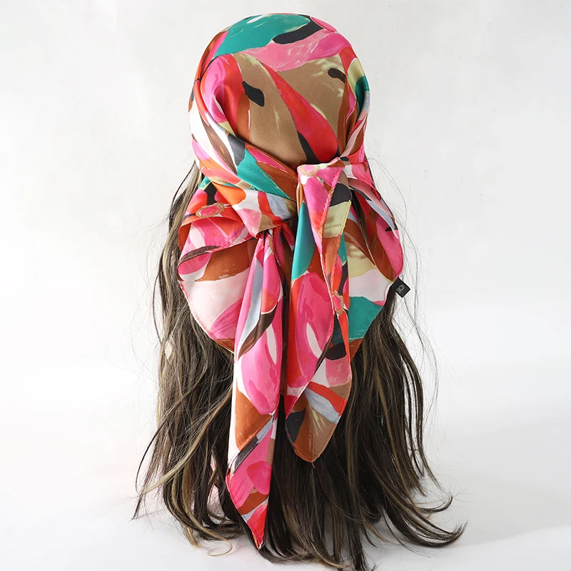 Bandes de Cheveux Carrées Imprimées à la Mode pour Femme, Foulard en Satin, Châle, Ruban, 70cm