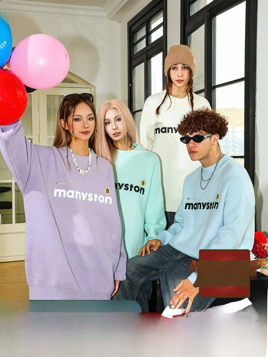 

American High Street Sle круглый трикотаж Ne для мужчин, зимняя модная ленивая пара, свободная посадка, удобный полиэстер...