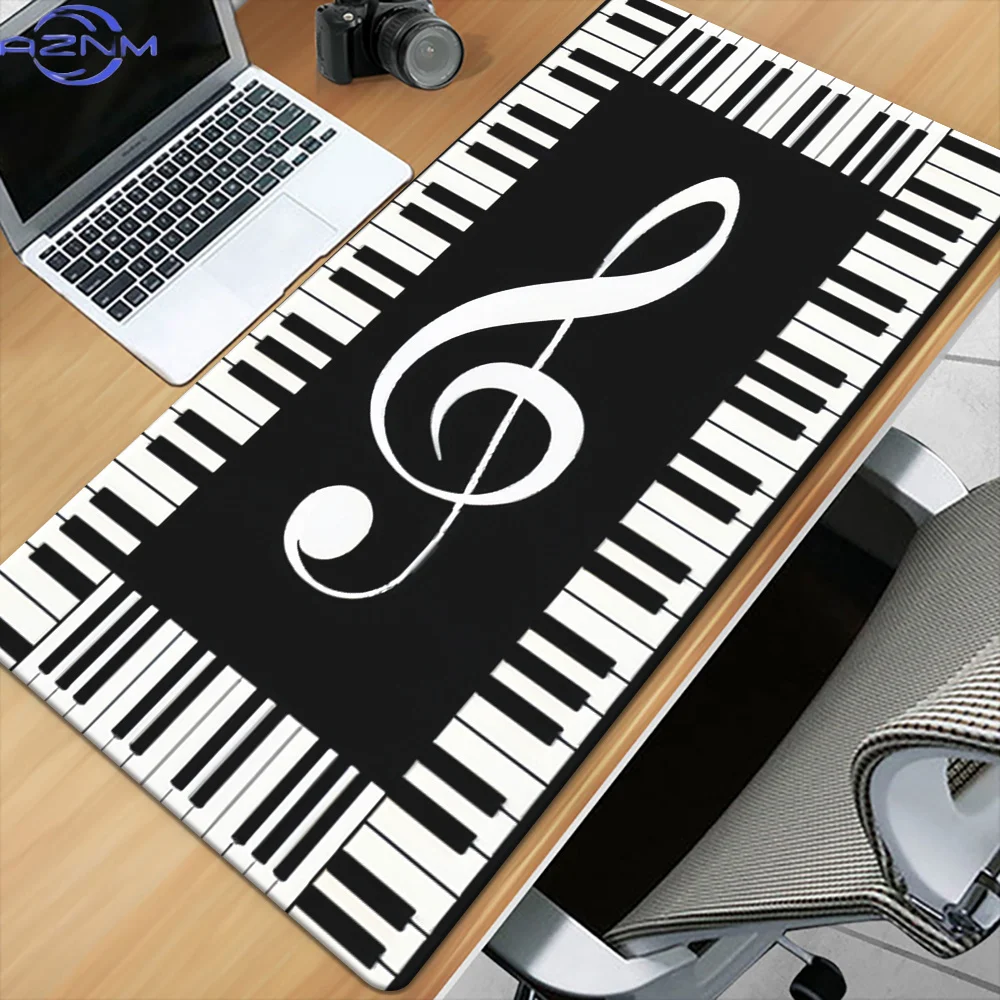 1pc Musical Piano Pattern HD Printed Desk Pad, Multi-Functional XXL Mousepad with Keyboard and Gaming Mouse Mats, Rubber Office