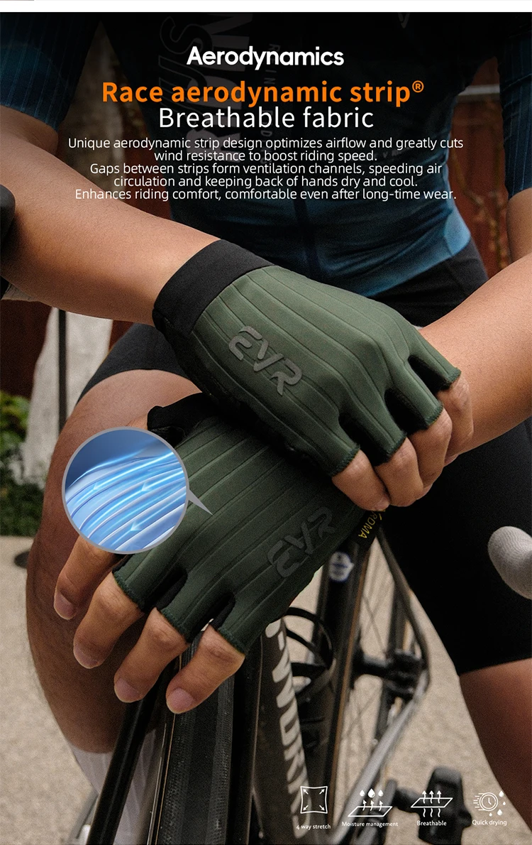 EVR Sommer Herren Fahrradhandschuhe MTB Fahrradhandschuhe Stoßdämpfende Halbfinger-Rennradhandschuhe Zubehör – Detail 5