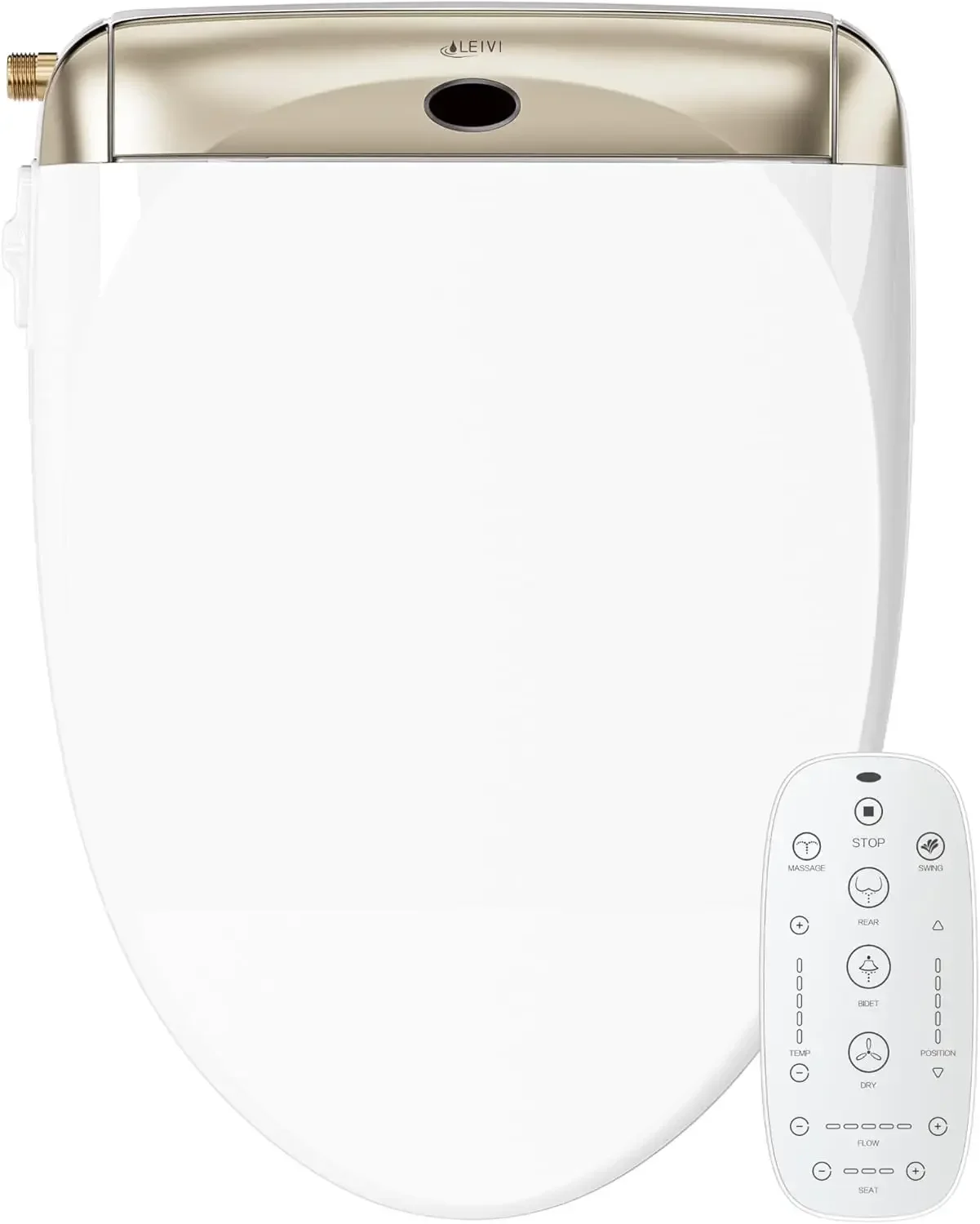 LEIVI Smart Bidet Toilet Seat with Wireless Remote and Side Panel, Multiple Spray Modes, Adjustable Heated Seat, Warm Water