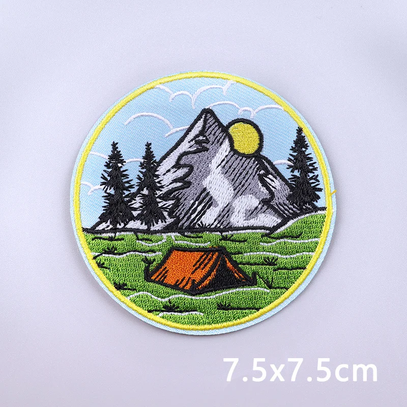 1-5 PCS/Lot Mountain Adventure Patch Iron On Patches For Clothing Sticker Outdoor Camping Embroidered Patches On Clothes Stripes