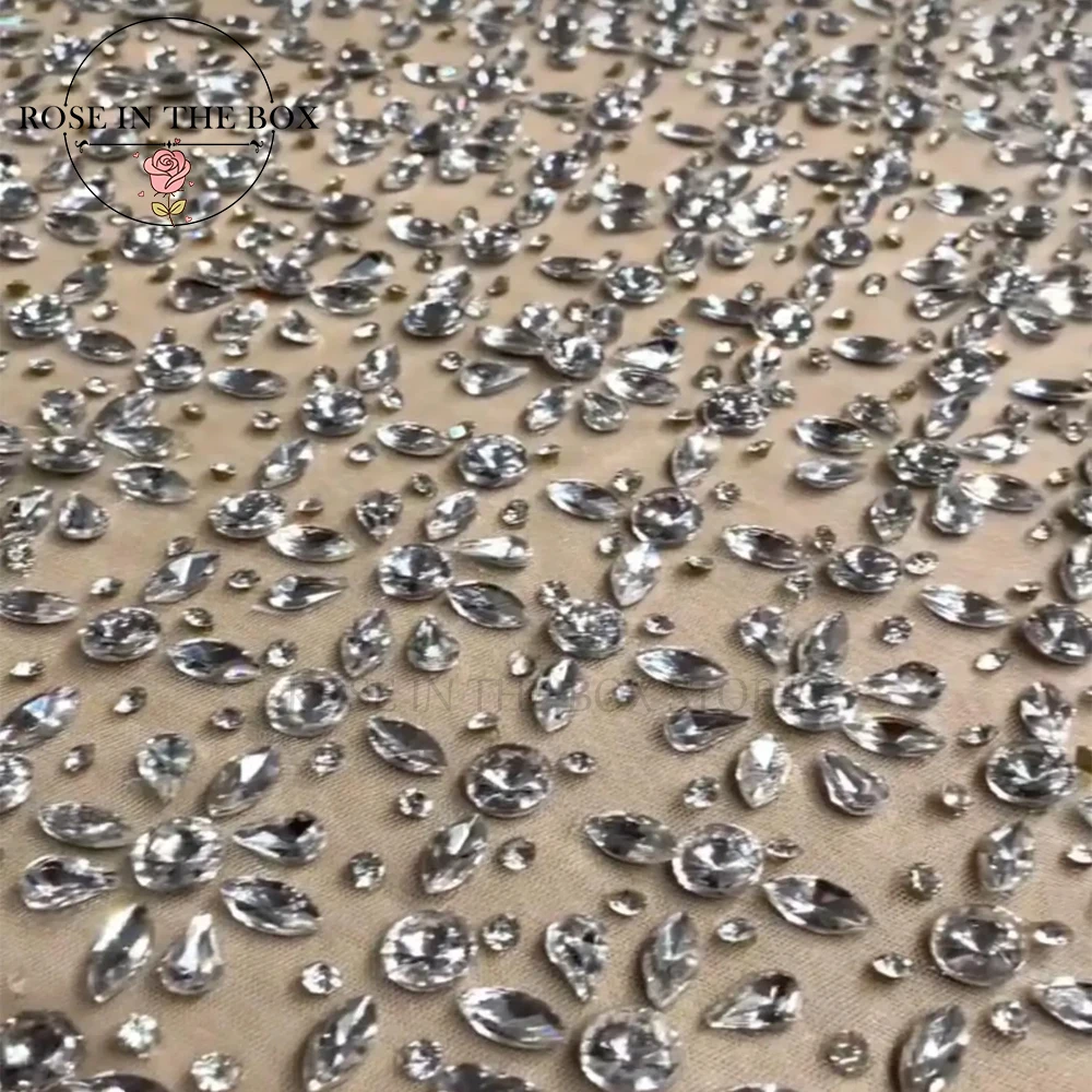 ROSEINTHEBOX personalizado glamuroso cristal champán sirena Maxi vestidos de noche escote cuadrado vestidos de fiesta elegantes