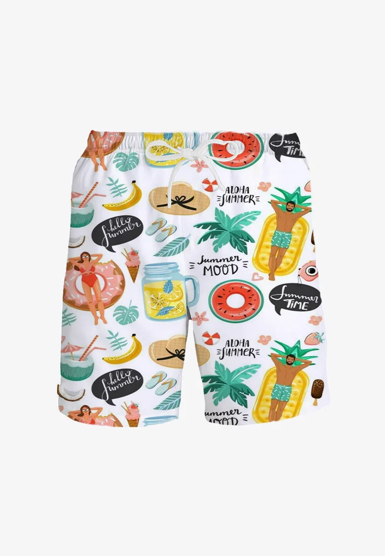 Men's Beach Shorts Summer Hawaii patterns Drawstring Fashion Men's swim Trunks Elastic Waist 3D Print Travel Breathable Shorts