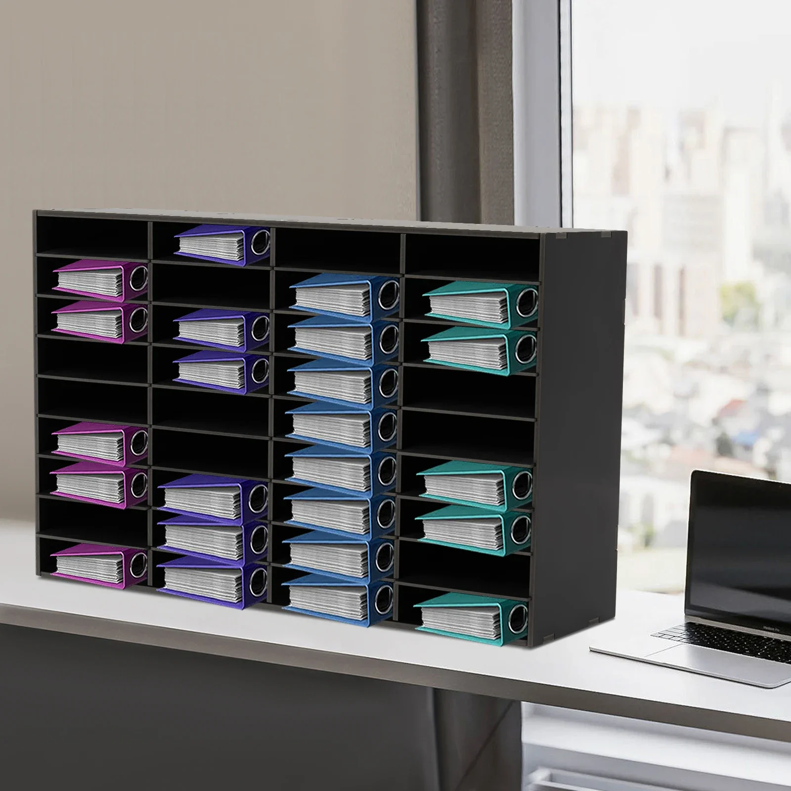 36 Slot File Classification Cabinet - Black for office school to store office supplies, folders, personal items