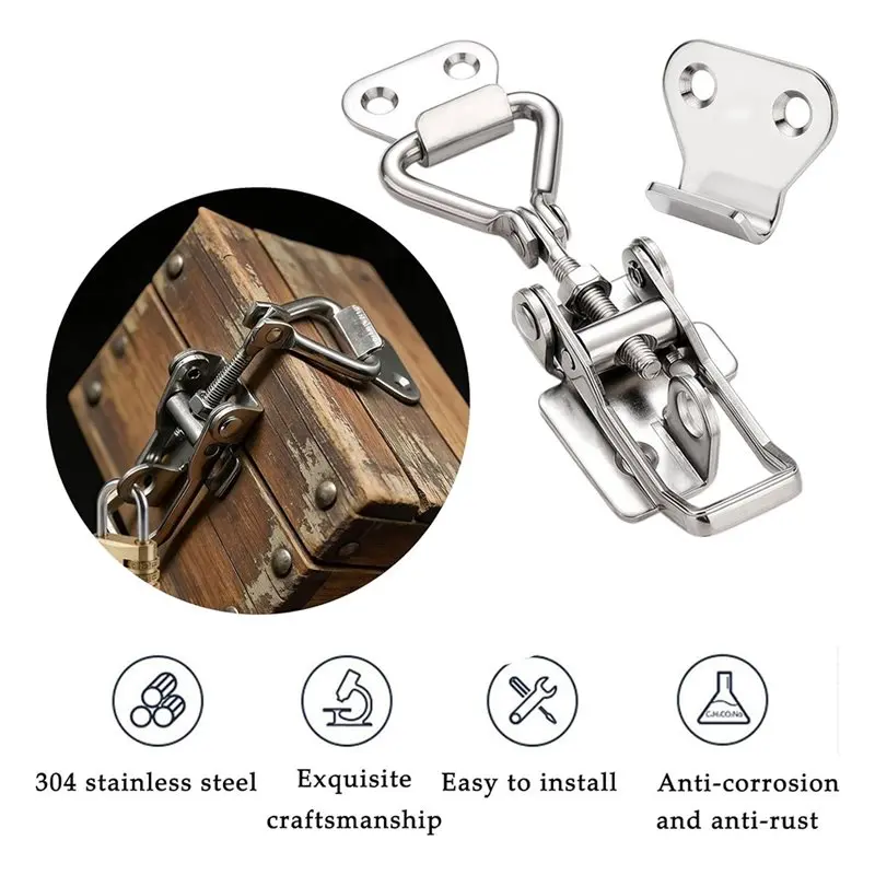 T19C 4Pcs Adjustable Stainless Steel Toggle Clamp For Cabinets And Trailer