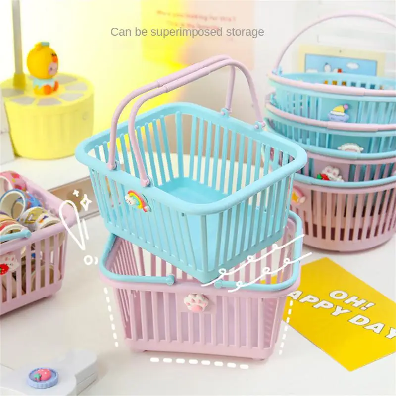 Multifunctional Kitchen Storage Basket Hollow Portable Shower Baskets Desktop Fruit Baskets Child Toys Snack Plastic Organizer