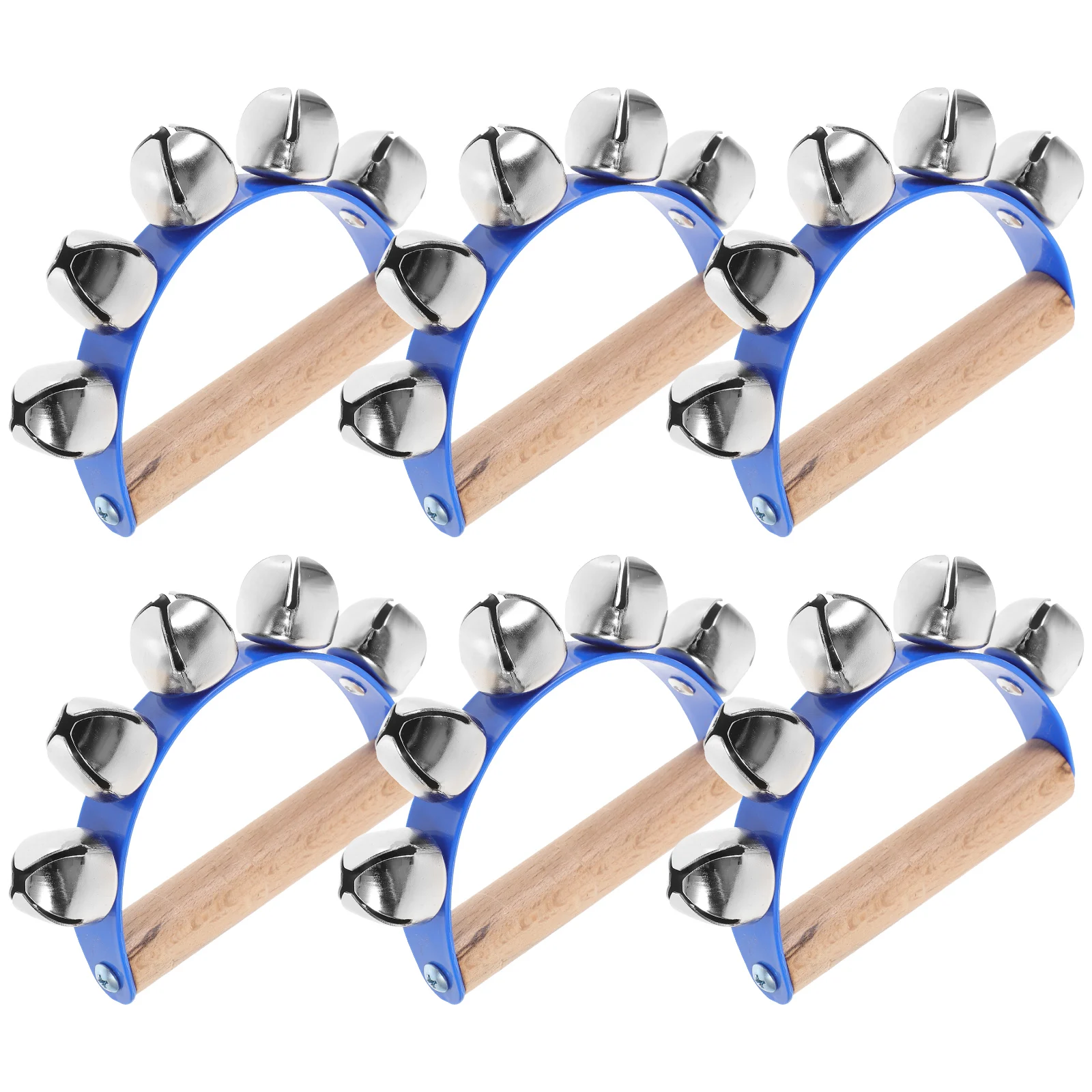 

6 Pcs Hand Bells Musical Instruments Tambourines Portable Kids Adult Party Toy Bells Hand Shaking Music Instrument