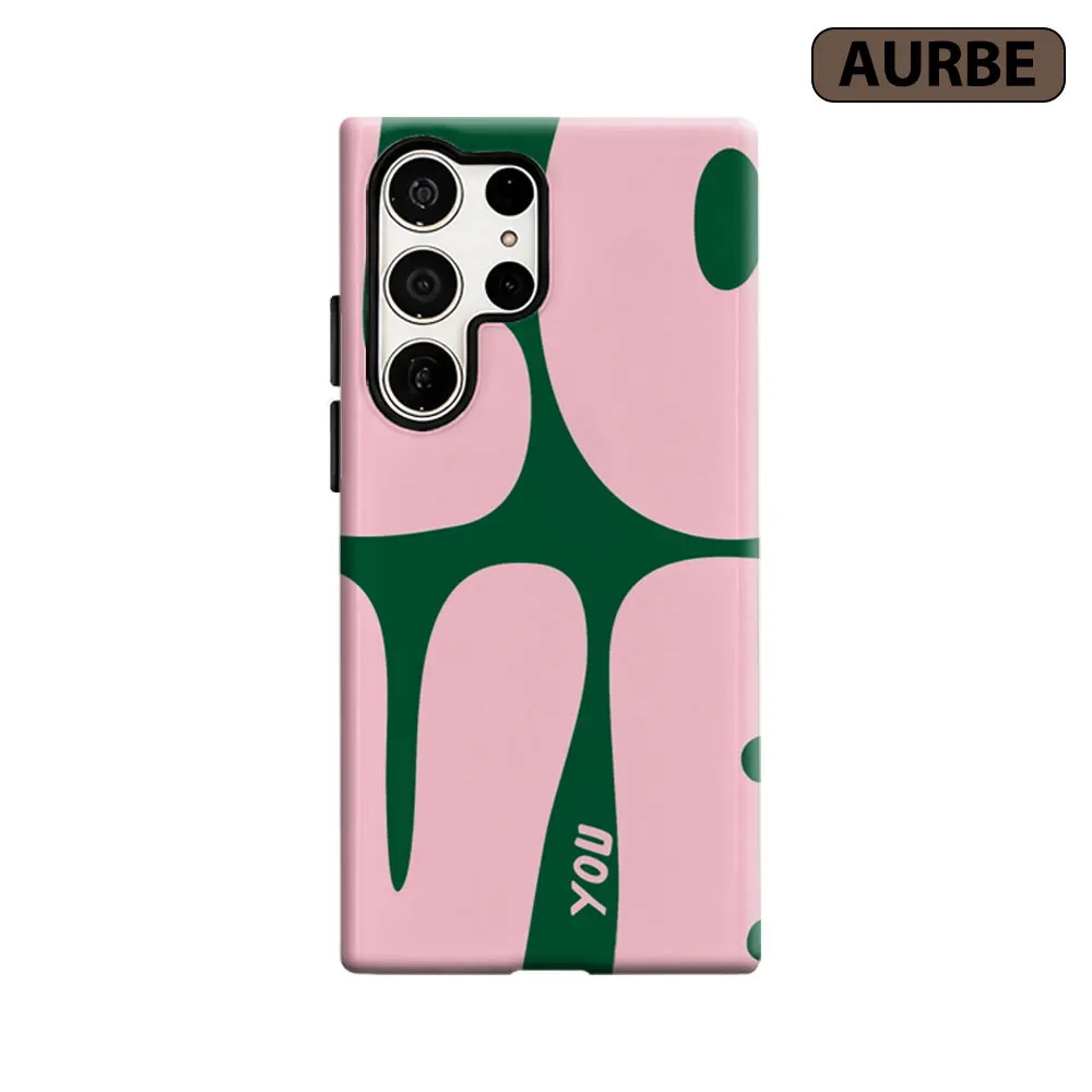 Aurbe Phone Case For Samsung Galaxy S26 S25 S24 S23 Ultra Plus HD Hard Retro Love Typography Double Layer Film Cover