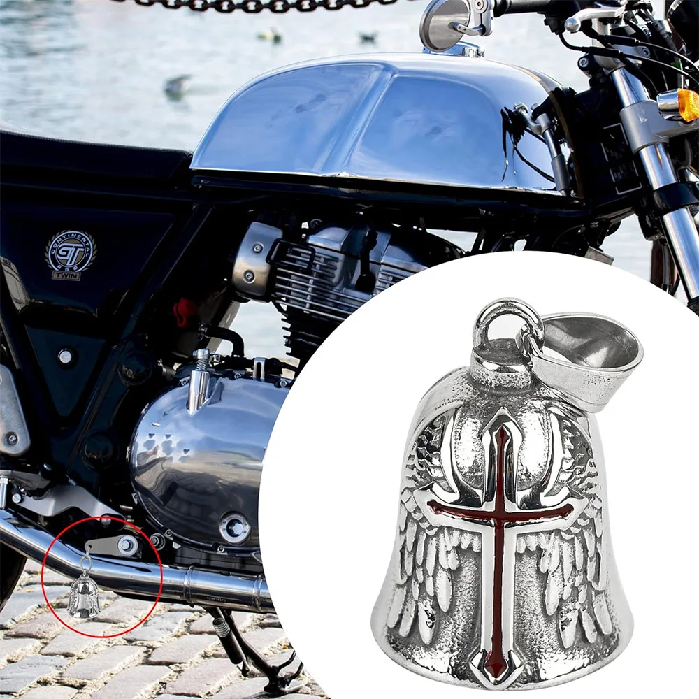 دراجة نارية جرس أجنحة الملاك جرس قلادة ركوب حسن الحظ المفاتيح إكسسوارات عقد الكلب روك حفلة طرد الأرواح الشريرة تميمة هدية #4