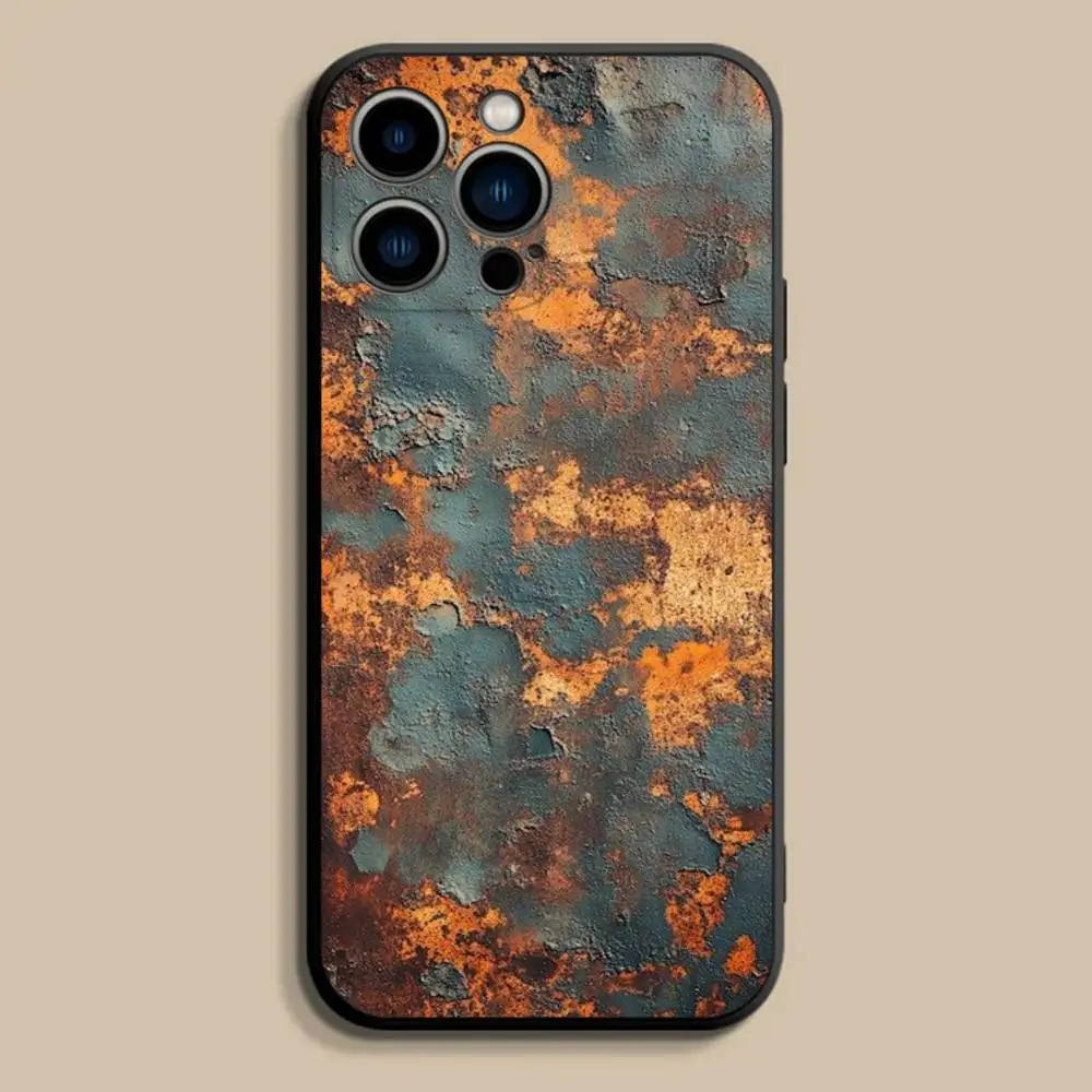 레트로 인더스트리얼 스타일 러스티 폰 케이스 아이폰 17,16,15,14,13,12,프로,맥스,플러스,E,SE4,에어,미니 블랙 소프트 커버