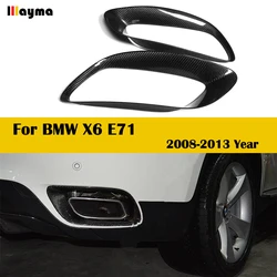 Carbon Fiber Muffler Pipe Decorative Frame For BMW X6 35i xDrive 2008 - 2013 Year E71 Tail CF Base Coat Muffler Frame 1 pair