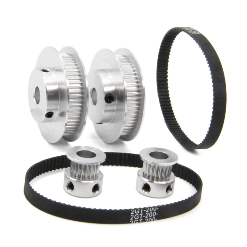 GT2 Synchronous Wheel 20 60 Teeth 8MM Bore Aluminum Timing Pulley Belt 200mm