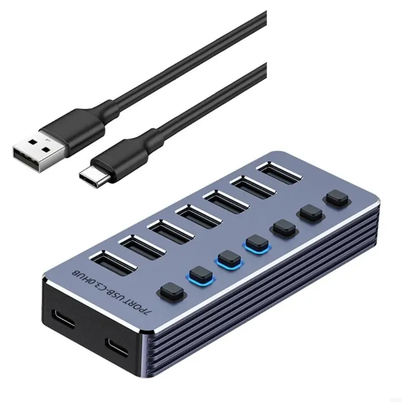 900F 효율적인 USB3.0 스플리터 어댑터 4/7/10 포트 알루미늄 하우징 도크 빠른 전송