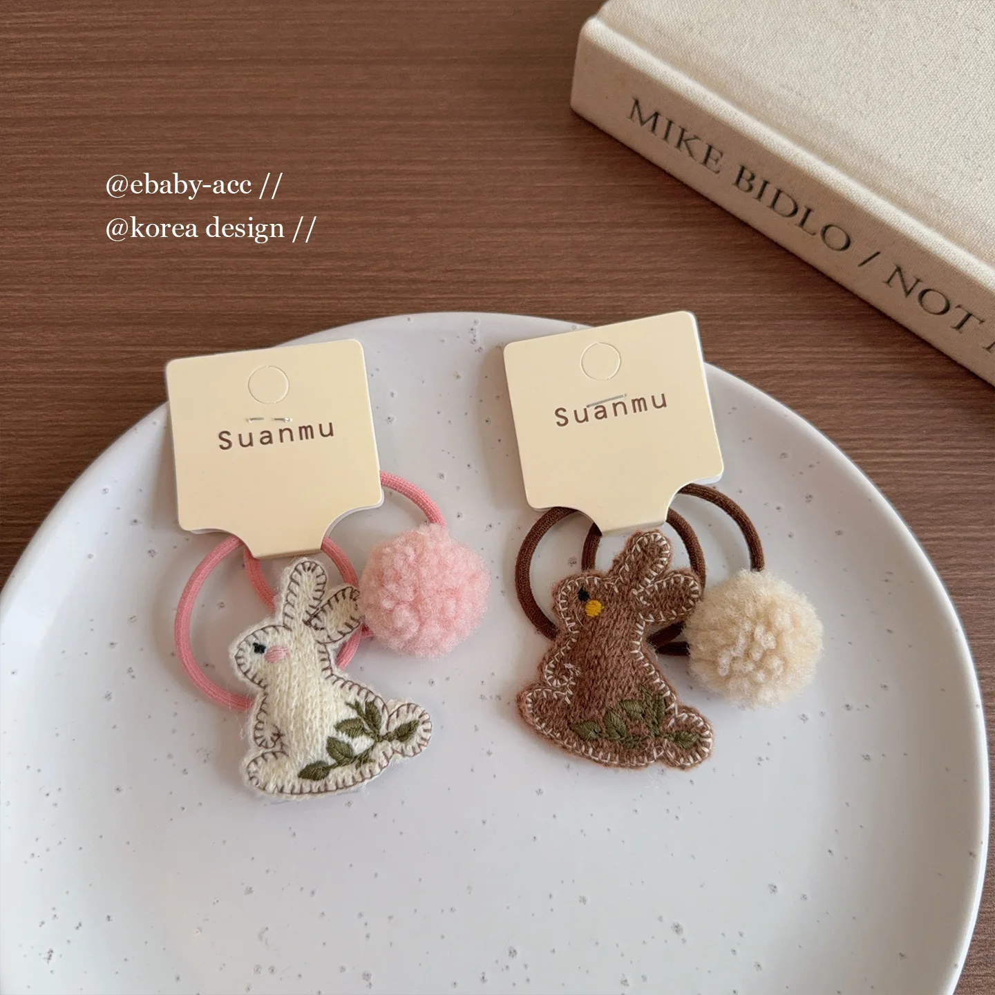 Hair Ties Girls Cute Plush Bunny Lamb Wool Pom Pom Balls Soft Elastic Hair Band for Autumn Winter Daily Party Travel Home