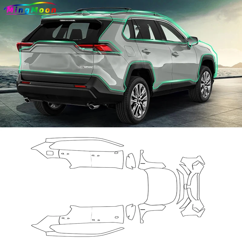 Car Precut Paint Protection Clear Film PPF TPU Accessories Kit Sticker Transparent for Toyota RAV4 Hybrid XA50 2019-2024