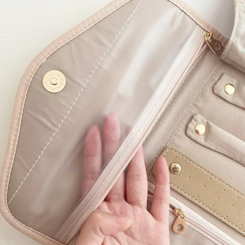 Travel Jewelry Organizer Roll Foldable Case for Jewelry Packing Necklaces Bracelets Earrings Watch Band Organizer Storage Bag
