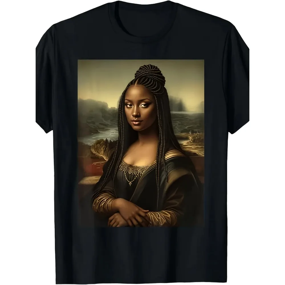Black History Month T-Shirt | Monet Lisa African American Art T-Shirt - Women'S and Men'S Vintage Portrait Shirt - Soft Breathable Crew Neck Top - African American Traditional Celebration Cultural Clothing - Daily and Formal Events