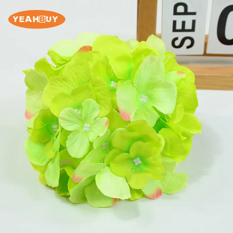 50 Stück 14 cm 16-farbige künstliche Hortensienblütenköpfe aus Seide für DIY Hochzeitswandsträuße, Party, Markt, Garten, Blumendekoration – Detail 5