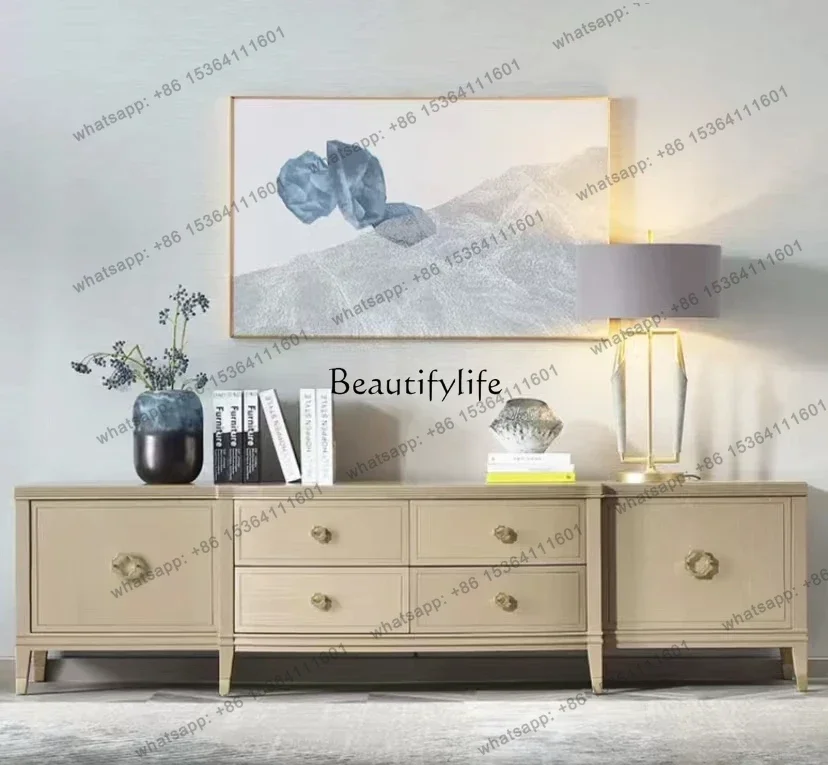LX American Light Luxury Country TV Cabinet Coffee Table Combination Solid Wood Furniture Postmodern Simplicity