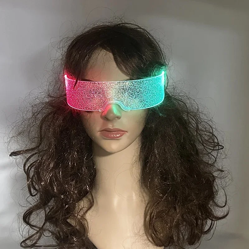 LED-Leuchttech-Brille mit wiederaufladbarem USB-Cyberpunk-Design für Musikfestivals/Rave-Partys – Schutzbrille mit Sternenlichteffekten