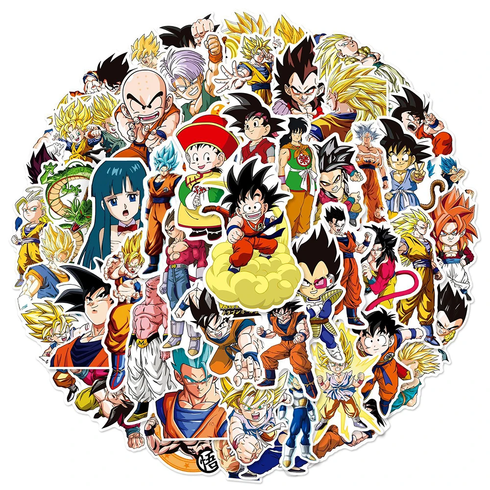 

10/30/50pcs Classic Anime Dragon Ball Stickers Son Goku Decals Laptop Phone Car Skateboard Cartoon Decoration Sticker Kids Toy