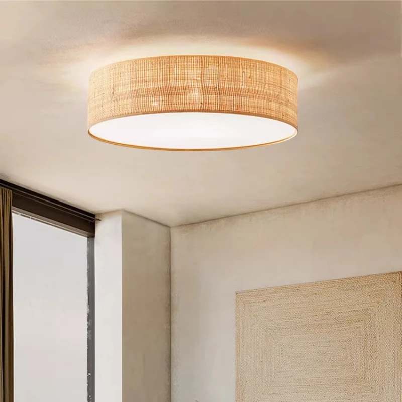 

Wabi Sabi Retro Style Lafite Grass Ceiling Light Japanese Countryside Living Room Ceiling Lamp Bedroom Study Lighting Fixtures
