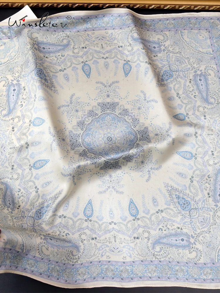

Winsleter-Women 100%Real Silk Elegant Scarf, 68*68CM Floral Print, Mom Gifts French Retro Chic Scarves, 2025 Autumn A58270CC