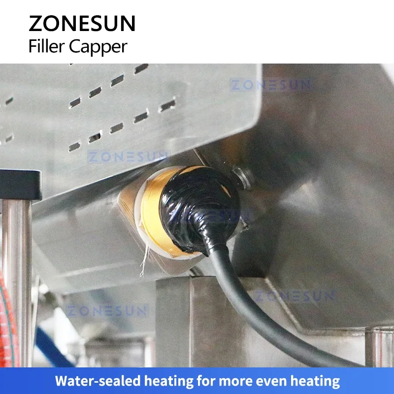 Поршневой наполнитель Zonesun и паровой вакуумный укупорщик, машина для наполнения и запечатывания стеклянных банок, вакуумный упаковщик для экономии пищевых продуктов ZS-FAL180B10
