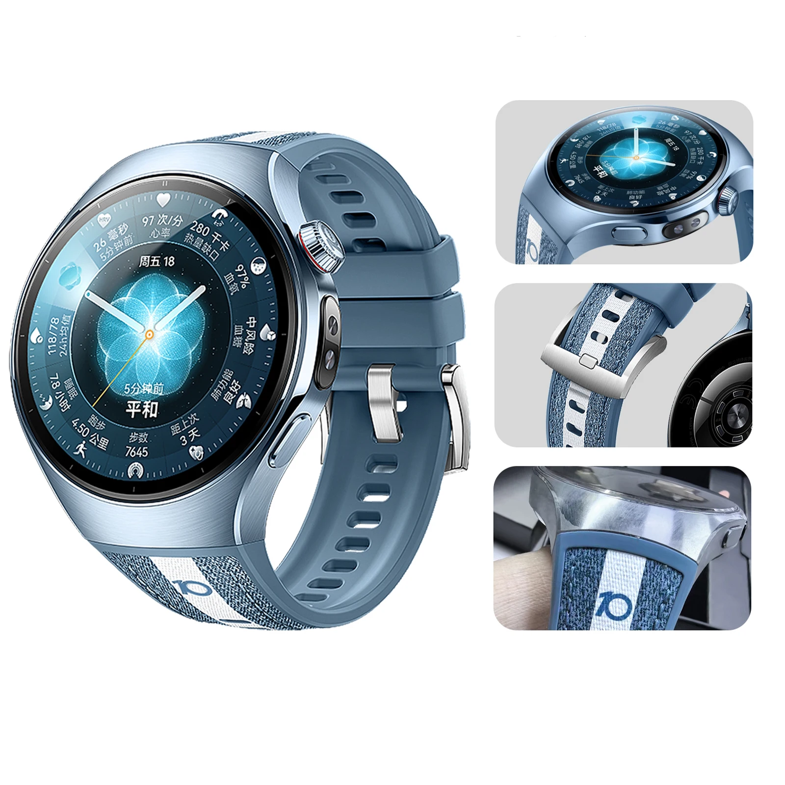 

1:1 Cortical Silicone Composite Strap for Huawei Watch 5 46 No Gaps Rubber Band for Huawei Watch 5 46 Casual Quick Release Band