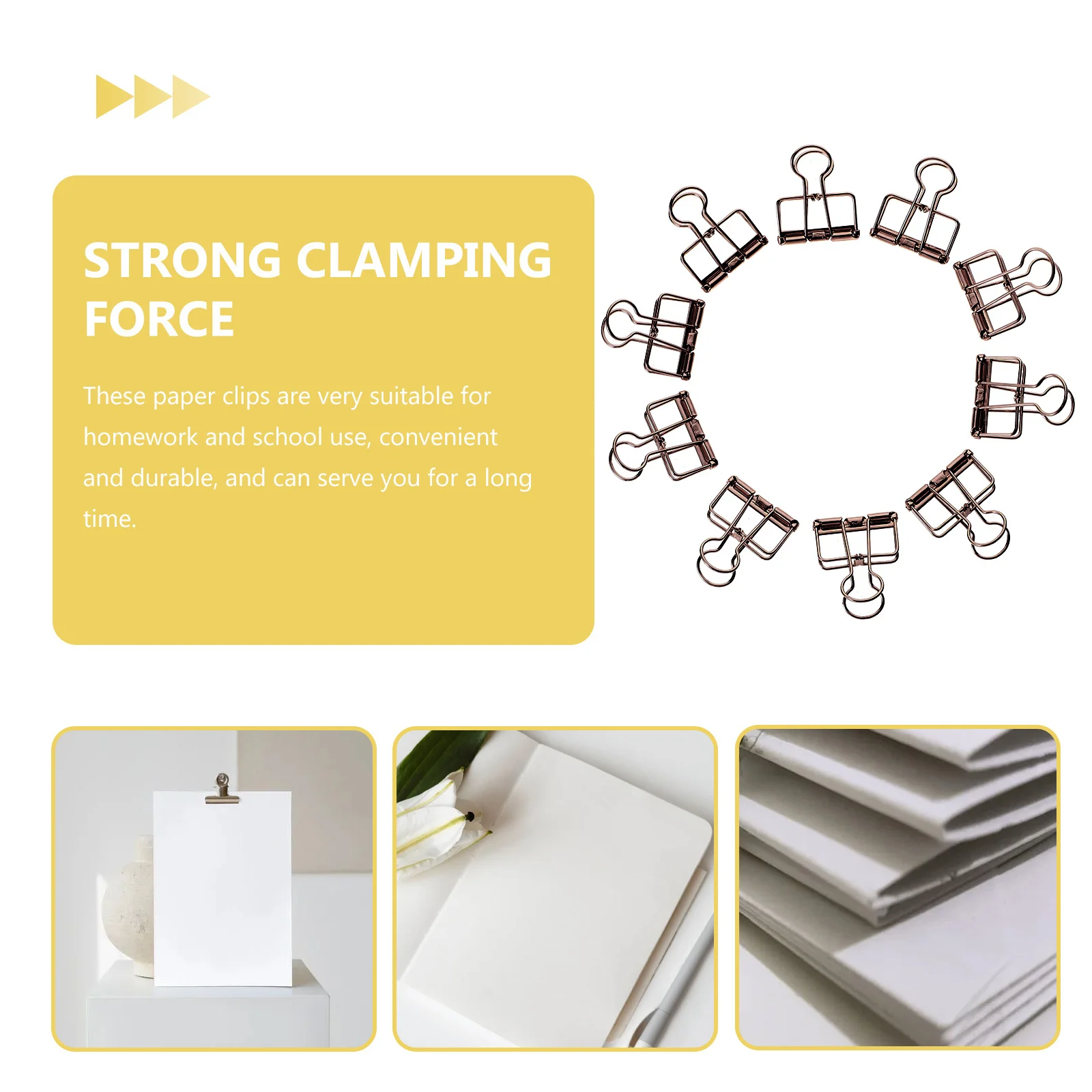 

10 Pcs Clips Paper Clamps Paperwork Cute Metal Page Holder Office Supply Binder