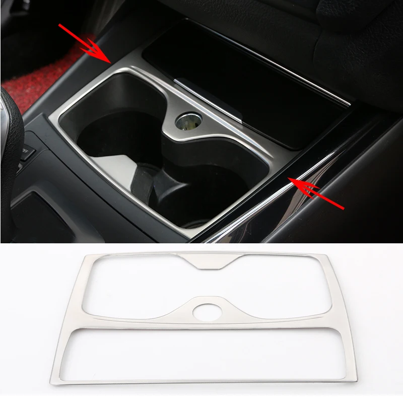Chrome Car Styling Interior Center Control Water Cup Holder Cover Trim Frame Ring For BMW 1 Series F20 F21 F22 F23 Accessories